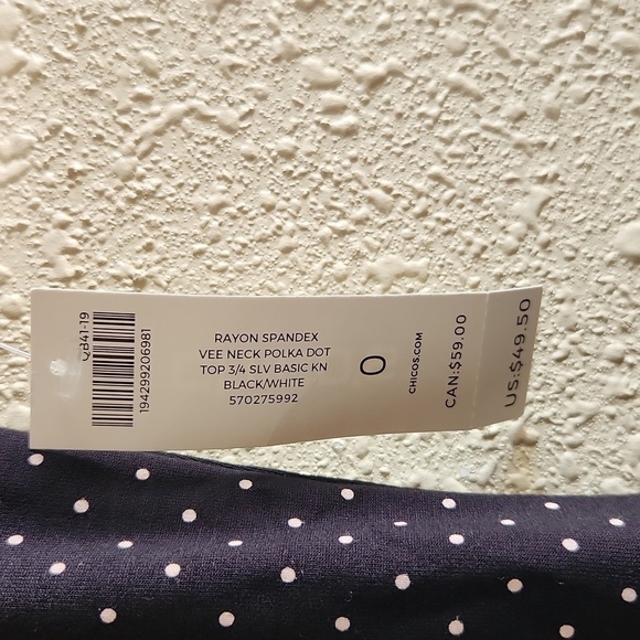 CHICOS Black Polka Dot Top - Picture 4 of 5
